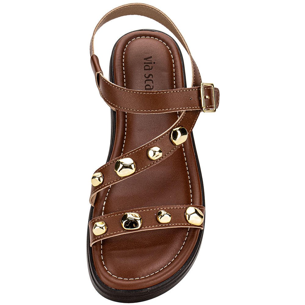 SANDÁLIA FEMININA FLAT VIA SCARPA 173718982 Marrom 4