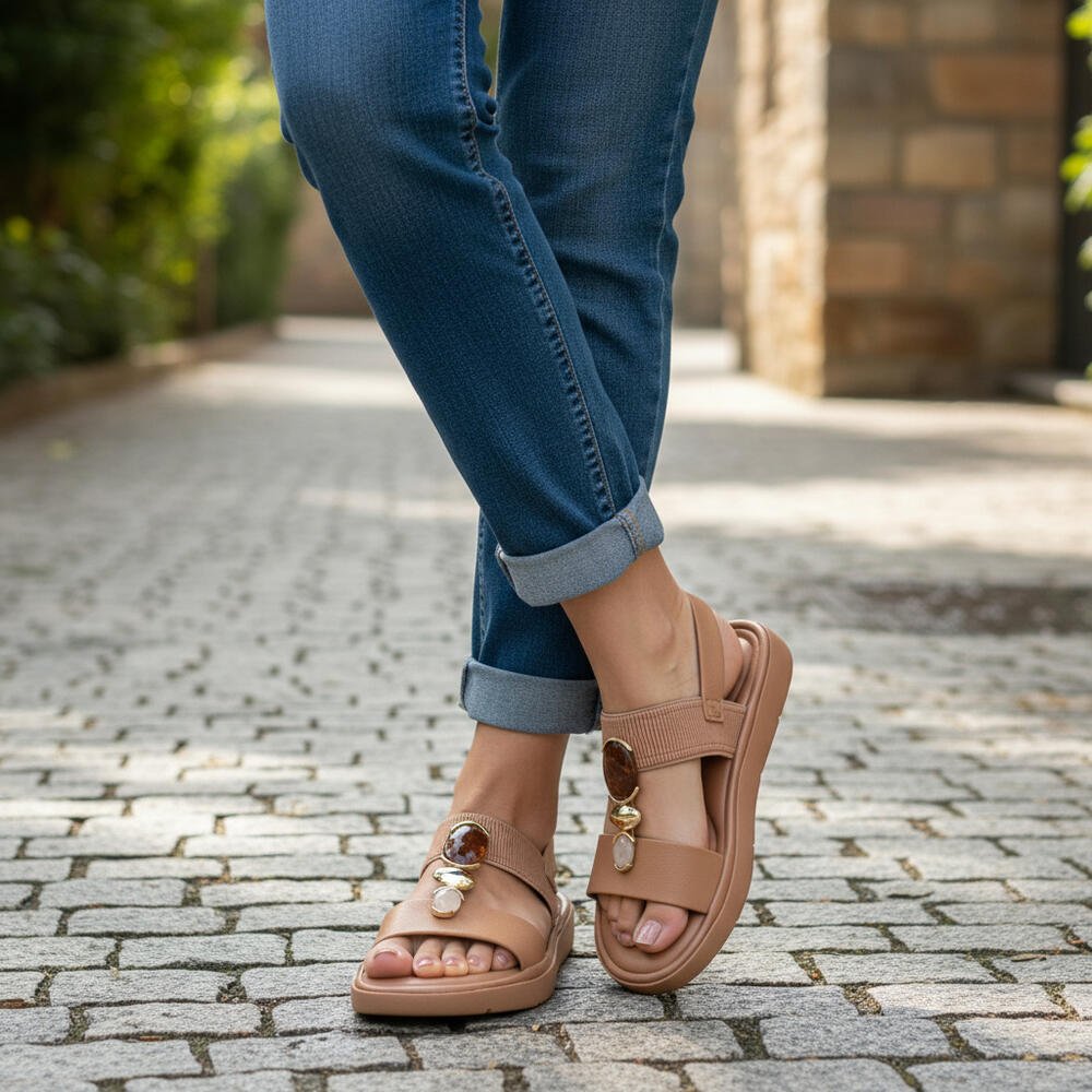 SANDÁLIA FEMININA FLAT MODARE 7208108 Bege 2