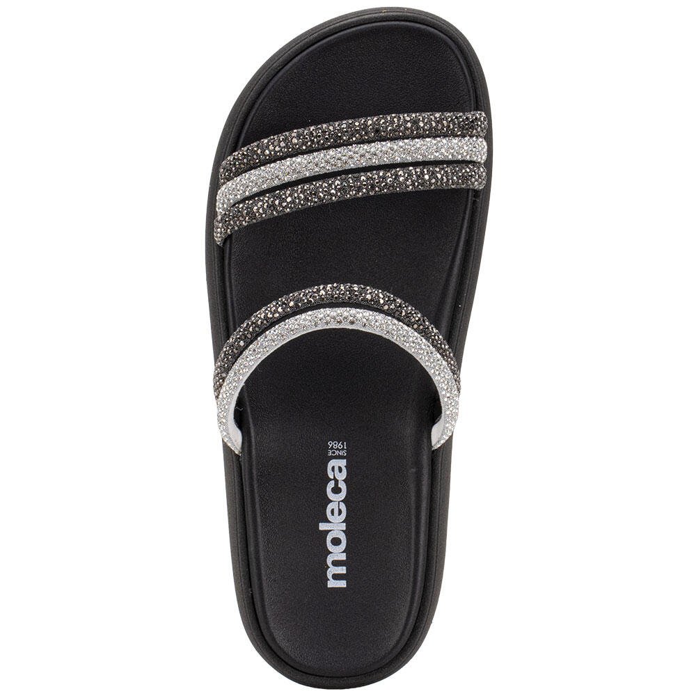 TAMANCO FEMININO FLAT MOLECA 5469135 Preto/Prata 5