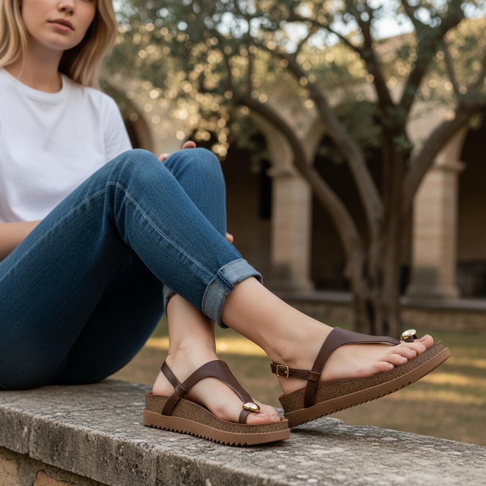 SANDÁLIA FEMININA FLAT MOLECA 5500121 Marrom 2