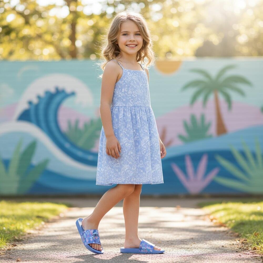  KIT CHINELO INFANTIL DISNEY COM CHAVEIRO STITCH Azul 2