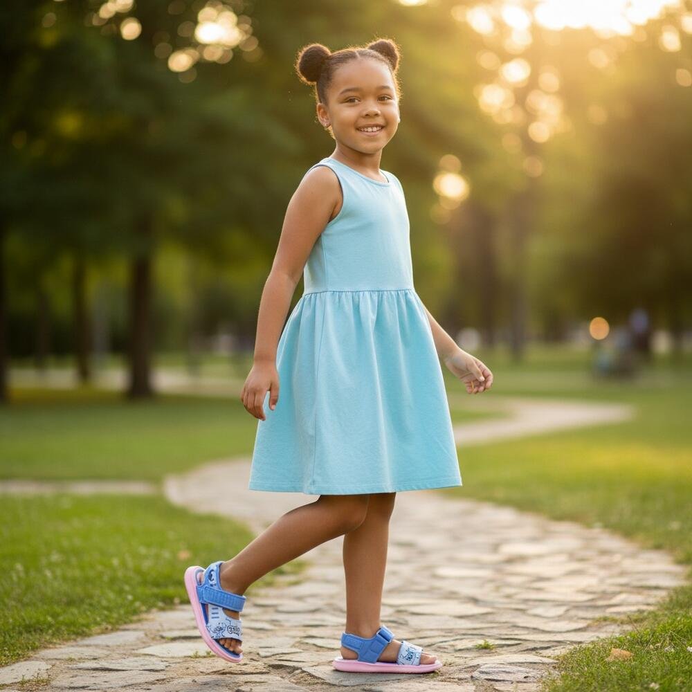 Sandalia Infantil Disney Lunch Time Grendene 23271 Azul/Rosa 2