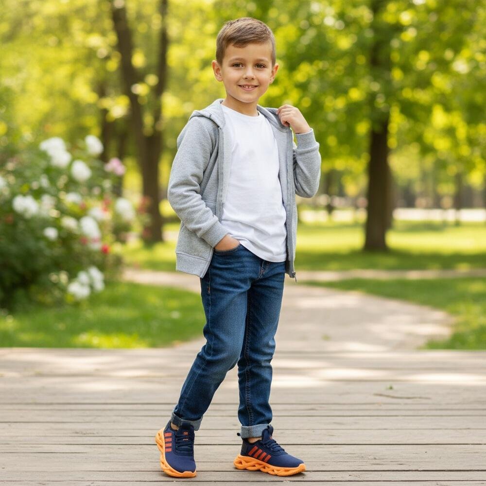 TÊNIS INFANTIL REPUBLIC 4947 Azul Marinho/Laranja 2