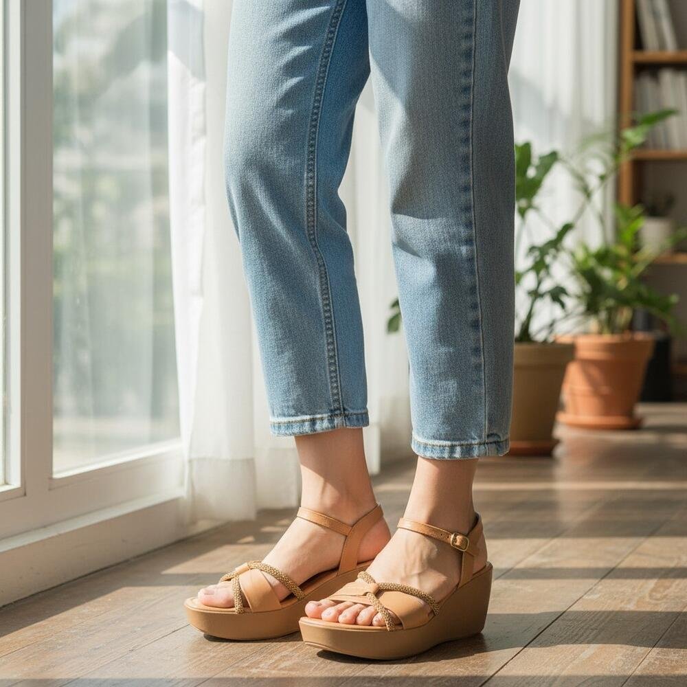 SANDÁLIA FEMININA ANABELA VIA SCARPA 175718841 Bege 2