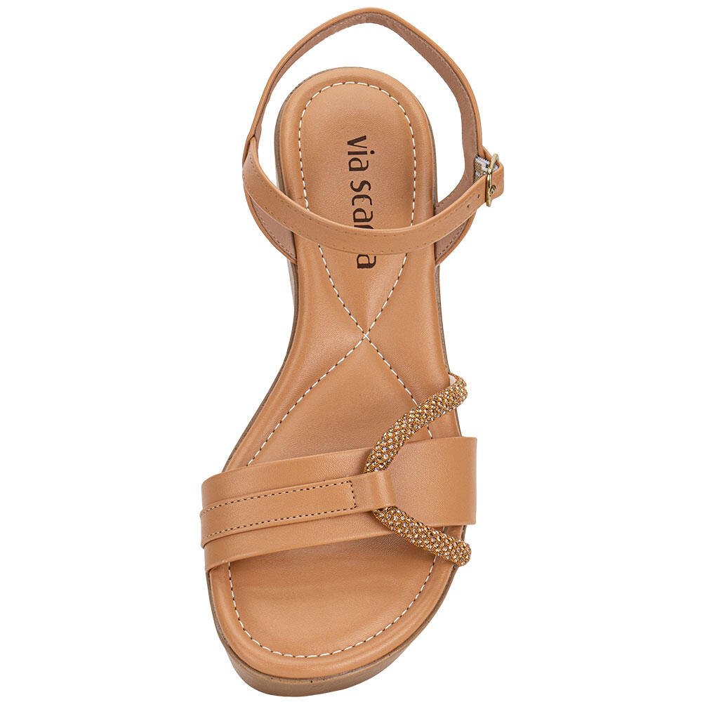 SANDÁLIA FEMININA ANABELA VIA SCARPA 175718841 Bege 5