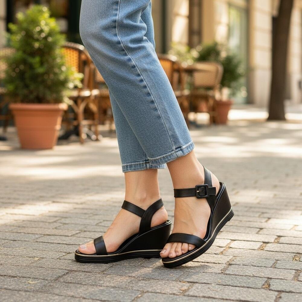 SANDÁLIA FEMININA ANABELA VIA SCARPA 124116667 Preto 2