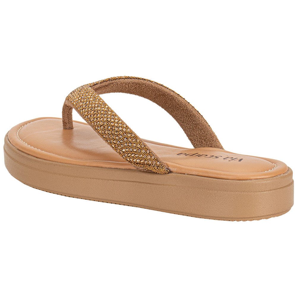 TAMANCO FEMININO FLAT VIA SCARPA 173718170 Dourado 3
