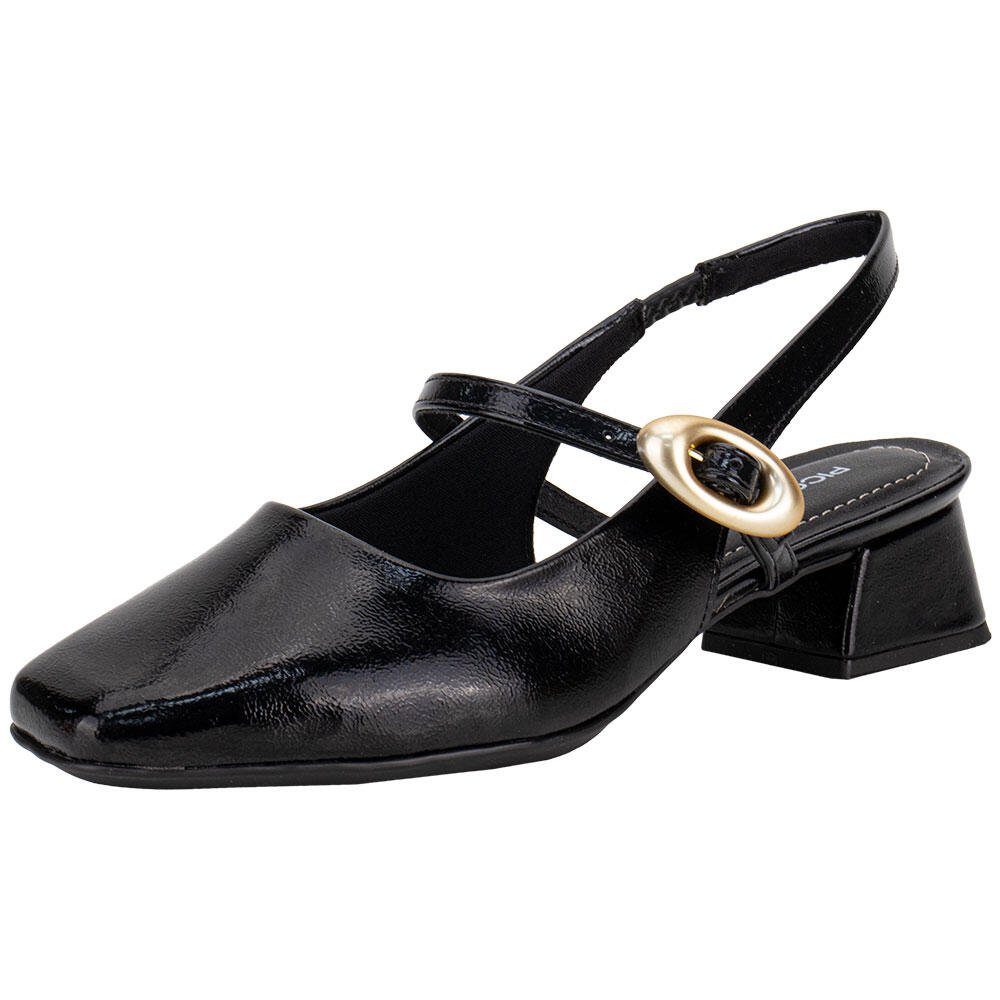 SCARPIN FEMININO SALTO GROSSO PICCADILLY 160104 Preto