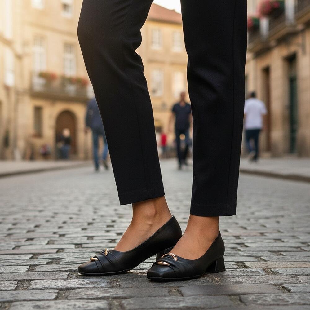 SAPATO FEMININO SALTO GROSSO PICCADILLY 160113 Preto 2