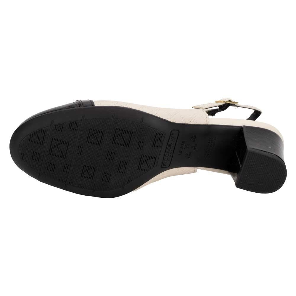 SCARPIN FEMININO SALTO GROSSO PICCADILLY 110189 Branco/Preto 4