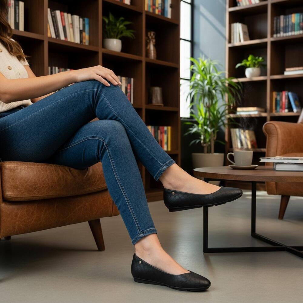 SAPATILHA FEMININA FLAT PICCADILLY 122005 Preto 2