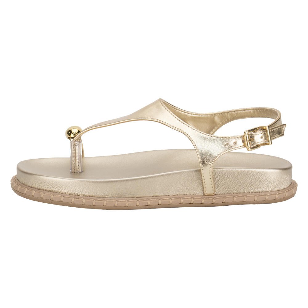 SANDÁLIA FEMININA FLAT VIA MARTE 315001 Dourado 2