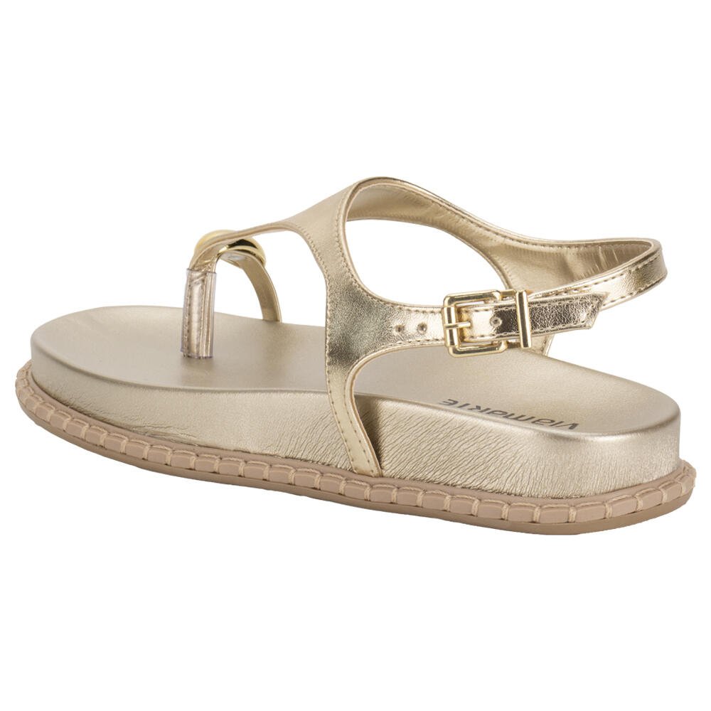 SANDÁLIA FEMININA FLAT VIA MARTE 315001 Dourado 3