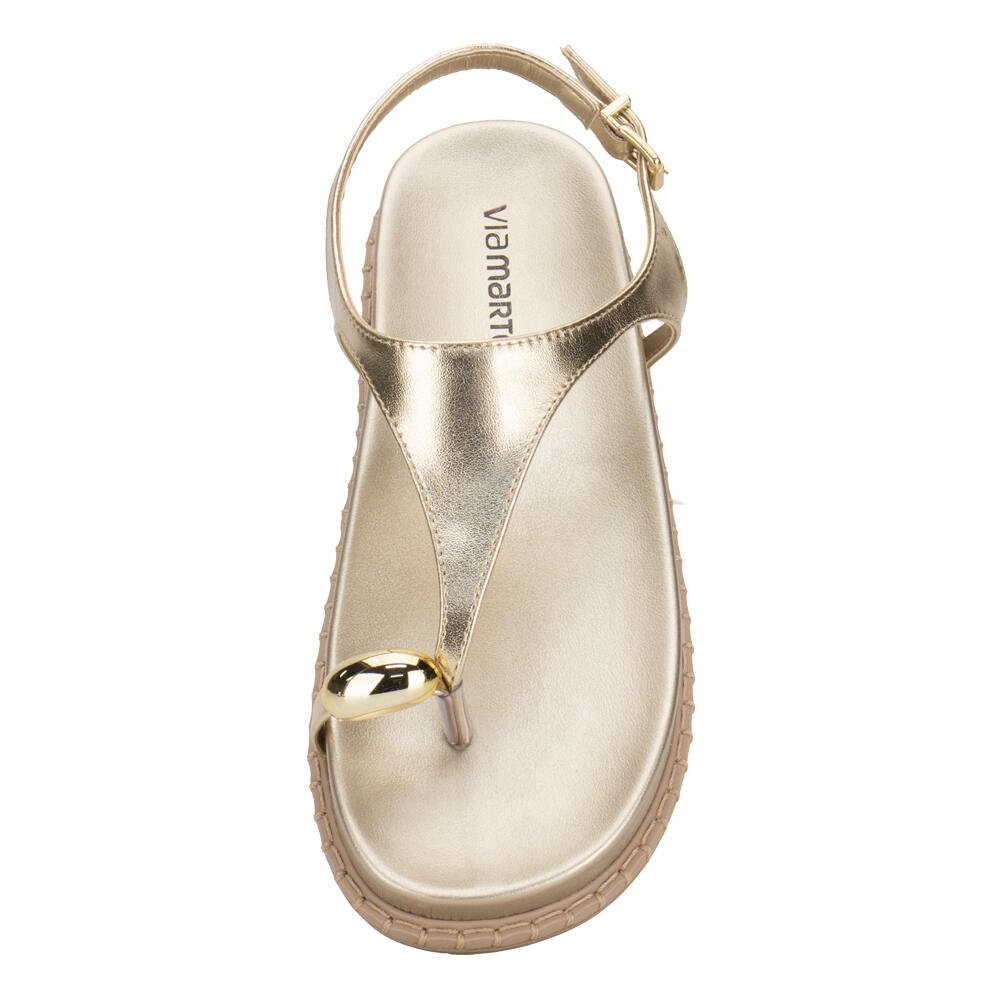 SANDÁLIA FEMININA FLAT VIA MARTE 315001 Dourado 5