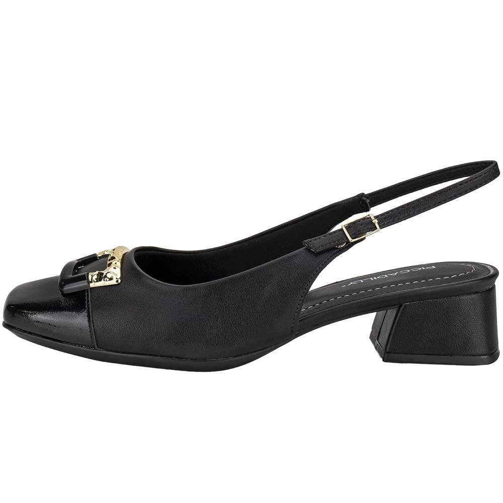 SCARPIN FEMININO SALTO GROSSO PICCADILLY 160110 Preto 2