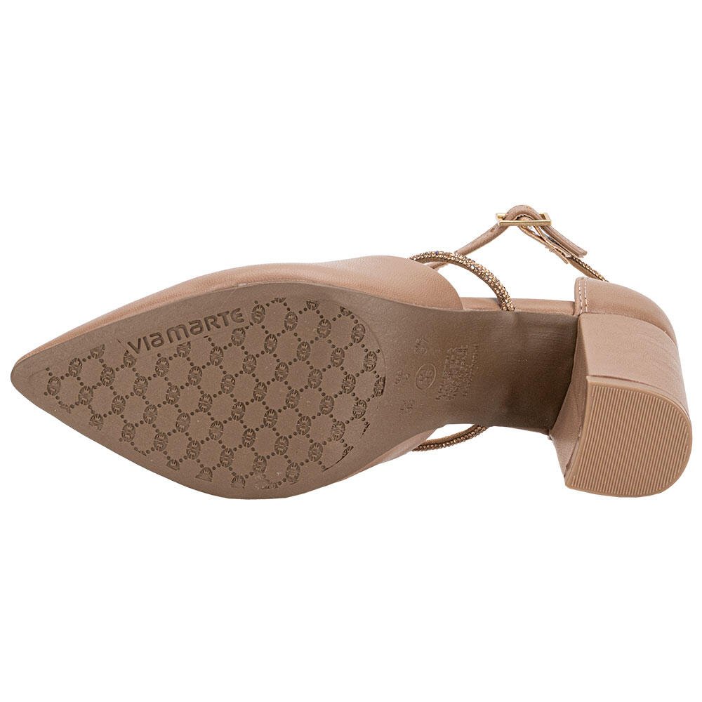 SCARPIN FEMININO SALTO GROSSO VIA MARTE 028020 Nude 4