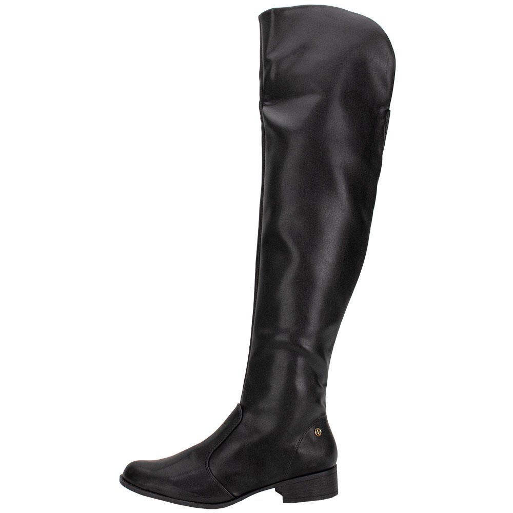 BOTA FEMININA OVER THE KNEE VIA UNO 247682 Preto 2