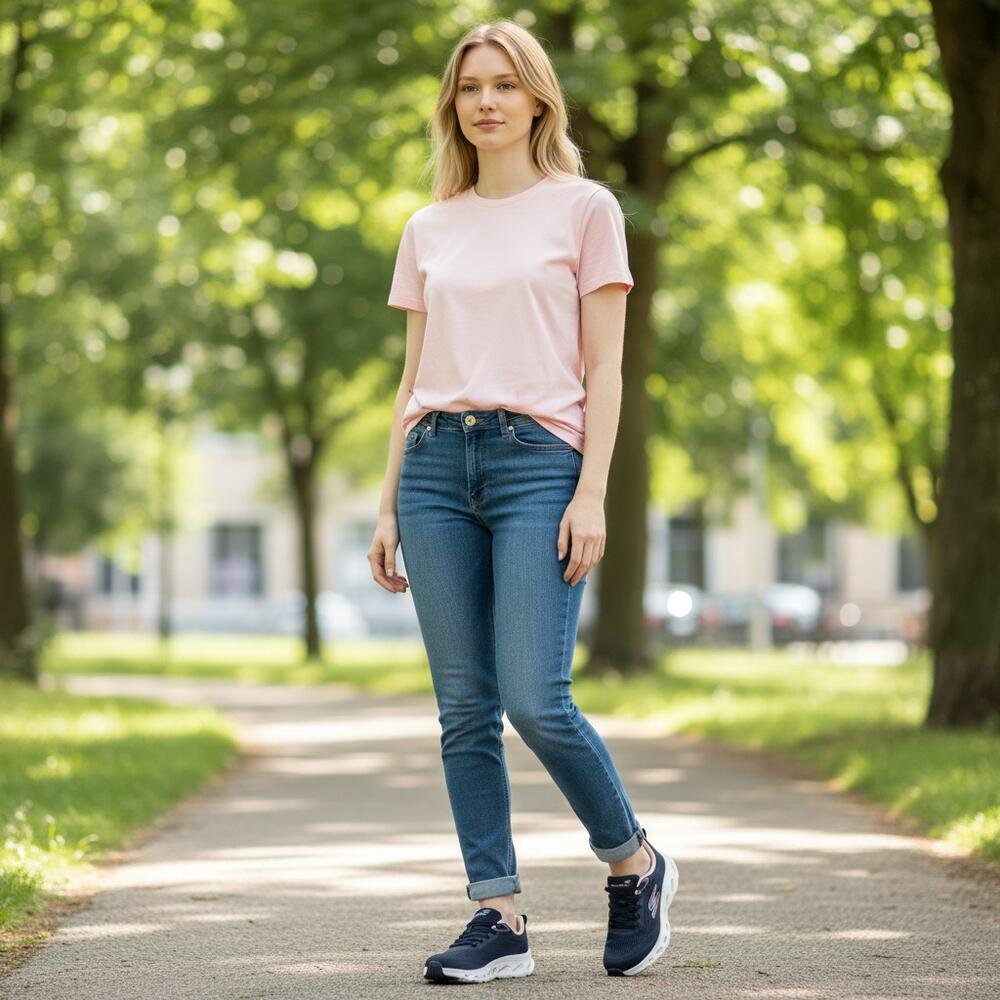 TÊNIS FEMININO GO WALK GLIDE STEP 2.0 SKECHERS 125145 Azul Marinho/Rosa 2