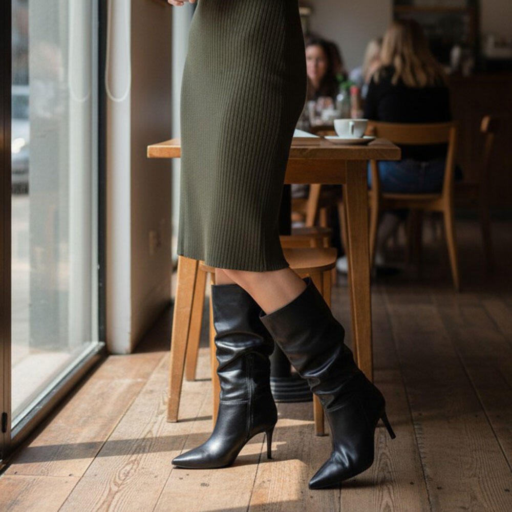 BOTA FEMININA SLOUCH CANO MÉDIO VIZZANO 3112101 Vinho 2