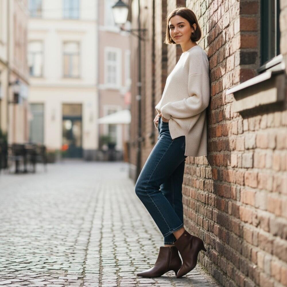 BOTA FEMININA CANO BAIXO VIA UNO 251693 Marrom 2