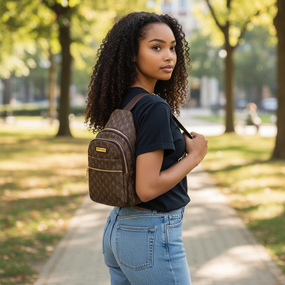MOCHILA FEMININA POCHETE FUCECO WBFV84289 Marrom/Bege 2