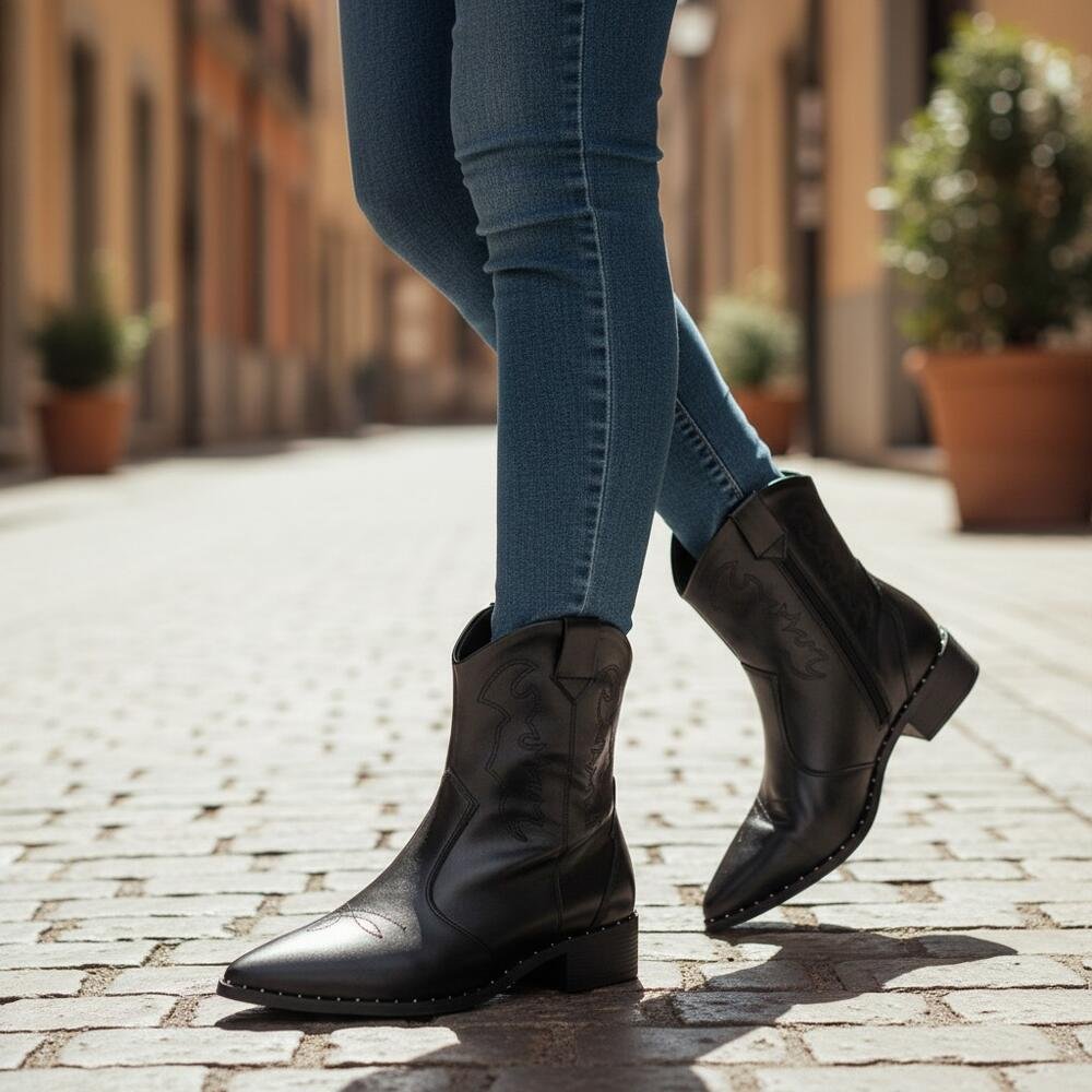BOTA FEMININA COUNTRY CANO BAIXO BEIRA RIO 9091201 Preto 2