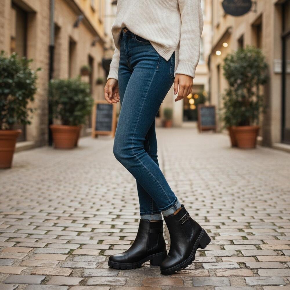 BOTA FEMININA CANO BAIXO VIA MARTE 001007 Preto 2
