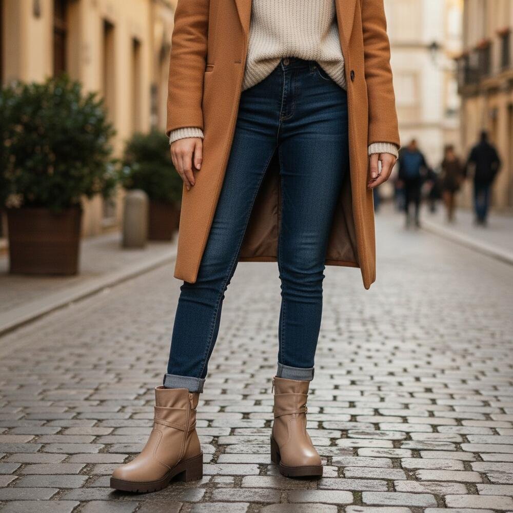 BOTA FEMININA CANO BAIXO MISSISSIPI J0772 Bege 2