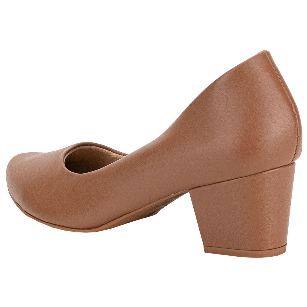 SCARPIN FEMININO SALTO GROSSO USAFLEX Q6692 Marrom 3