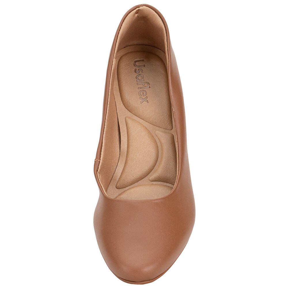SCARPIN FEMININO SALTO GROSSO USAFLEX Q6692 Marrom 5