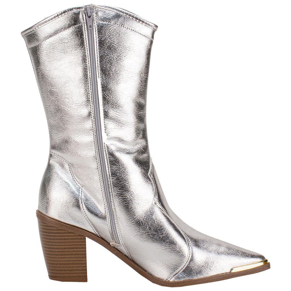 BOTA FEMININA COUNTRY CANO MÉDIO MOLECA 5355100 Prata 5