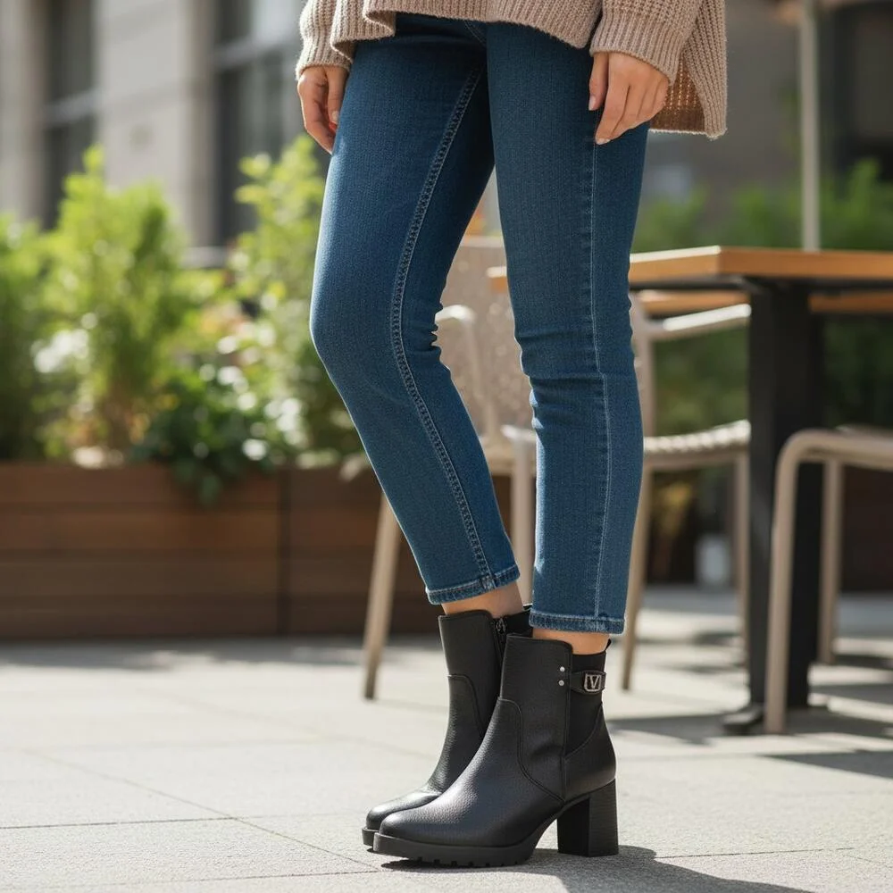 BOTA FEMININA CANO BAIXO VIA MARTE 338003 Preto 2