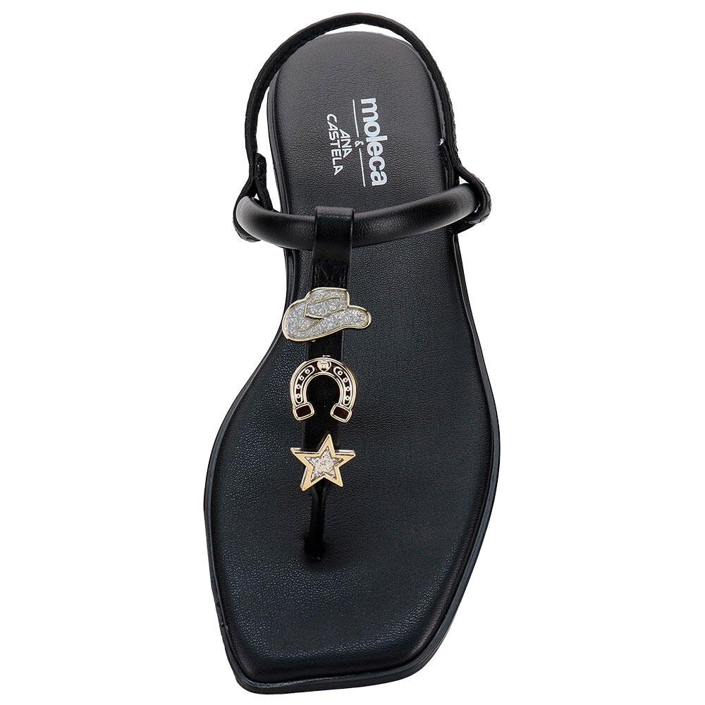 SANDÁLIA FEMININA FLAT MOLECA 5560210 Preto 5