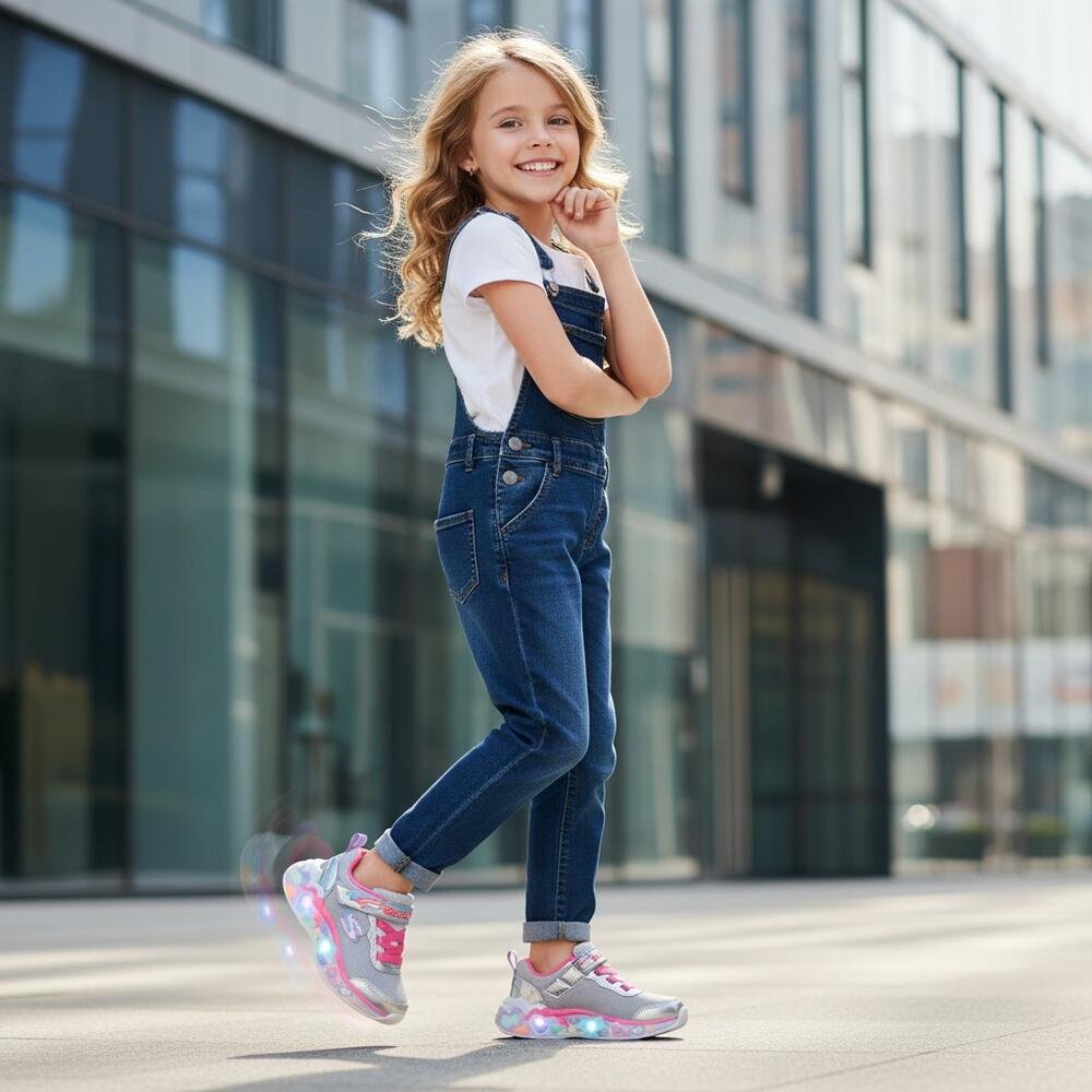 TÊNIS INFANTIL TON OF LOVE S LIGTHTS SKECHERS 302697N Prata 2