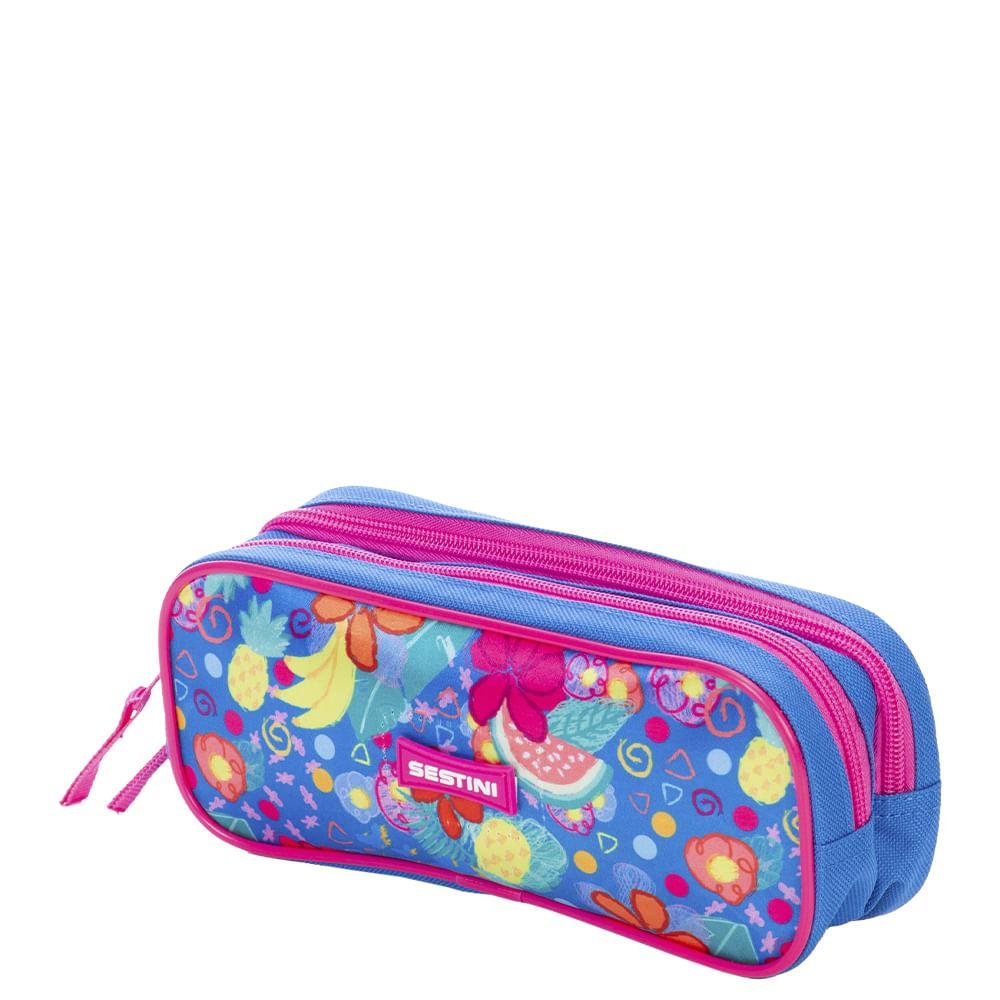 Estojo 2 Compartimentos Sestini M Plus Floral - Colorido Multicores 2