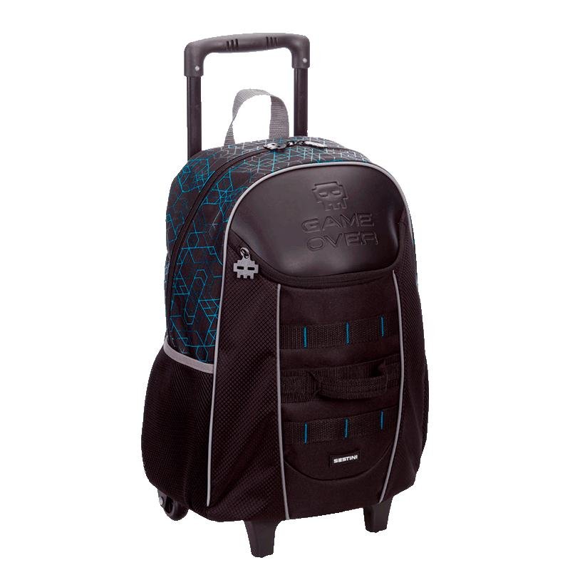 Mochila de Rodinhas Grande Sestini X Game Over - Colorido Preto 2