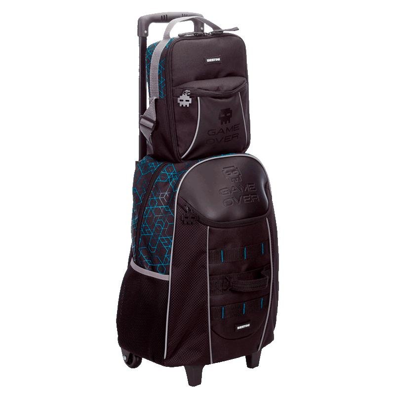Mochila de Rodinhas Grande Sestini X Game Over - Colorido Preto 5