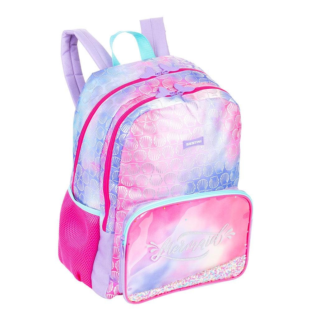 Mochila Grande Sestini X Mermaid - Colorido Rosa 3