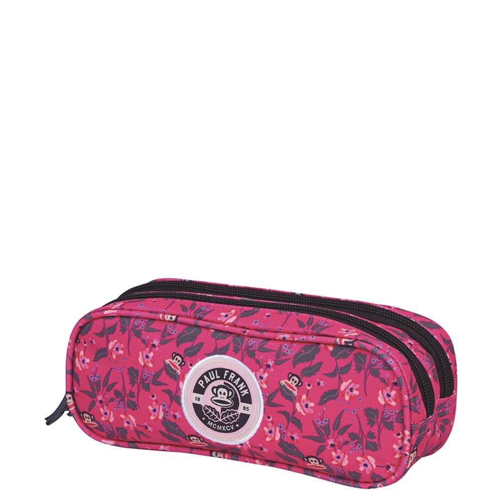 Estojo 2 Compartimentos Paul Frank 21T01 Floral Rosa   2