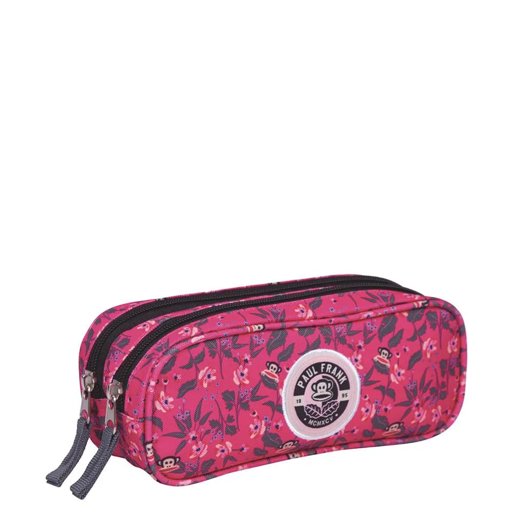 Estojo 2 Compartimentos Paul Frank 21T01 Floral Rosa   3