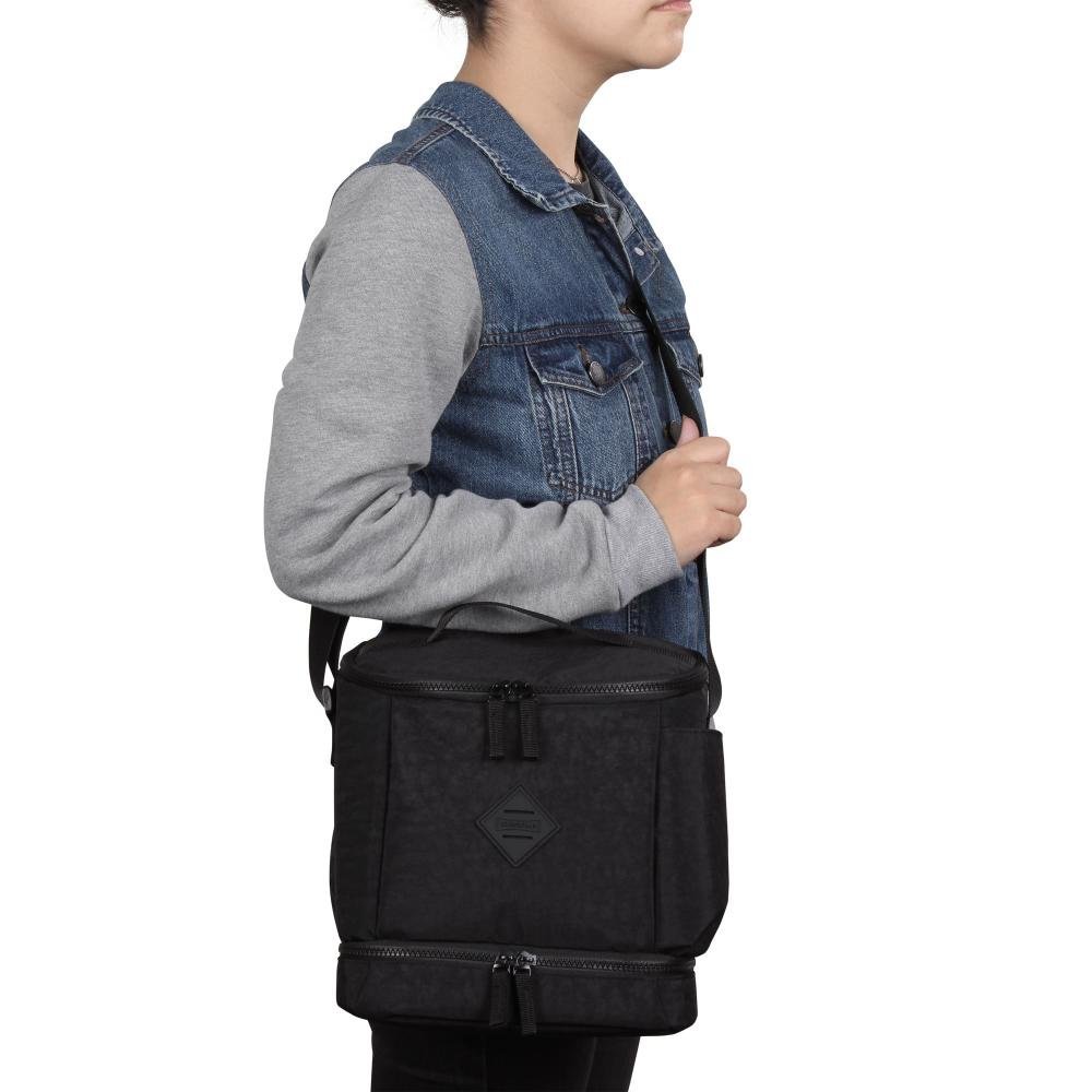 Lancheira Fitness 2 Compartimentos Lunch Crinkle Preto Preto 4