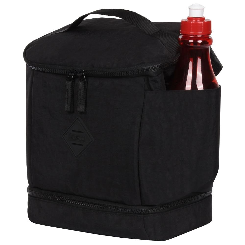 Lancheira Fitness 2 Compartimentos Lunch Crinkle Preto Preto 5