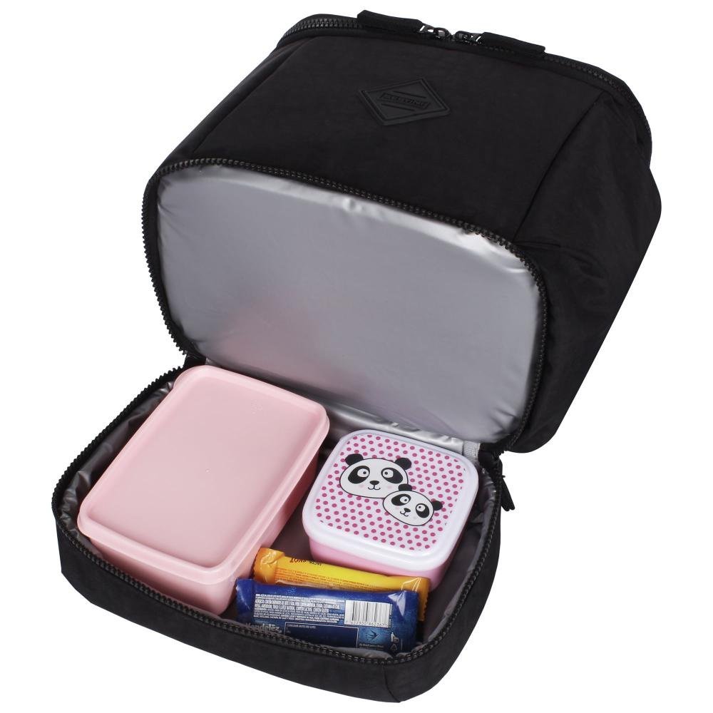 Lancheira Fitness 2 Compartimentos Lunch Crinkle Preto Preto 6