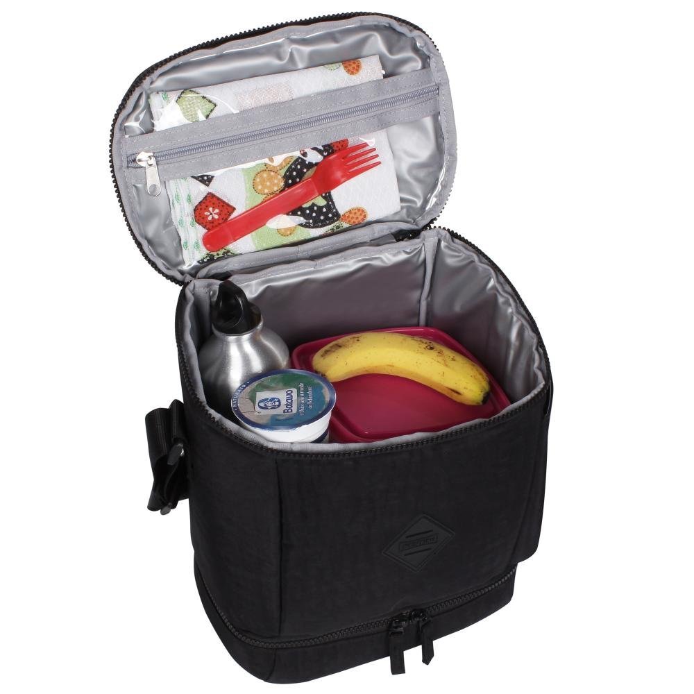Lancheira Fitness 2 Compartimentos Lunch Crinkle Preto Preto 7