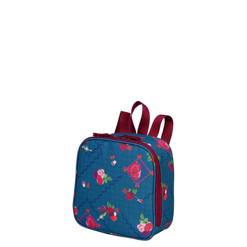 Lancheira Grande Sestini Lunch Azul - Floral Azul 2