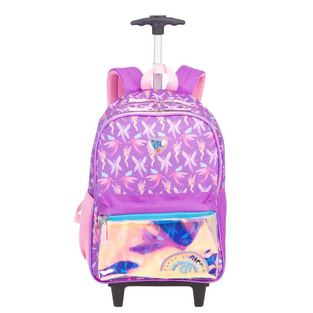 Mochila Carrinho Externo Capricho Encantada Fadinhas Roxo - Lilás