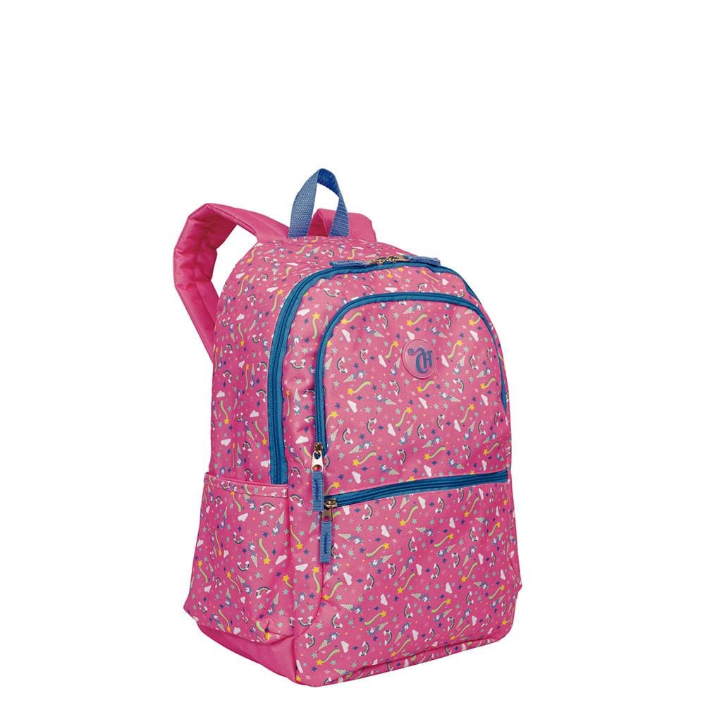 Mochila Grande 2 Compartimentos Capricho 21X03 Unicórnio Rosa 5