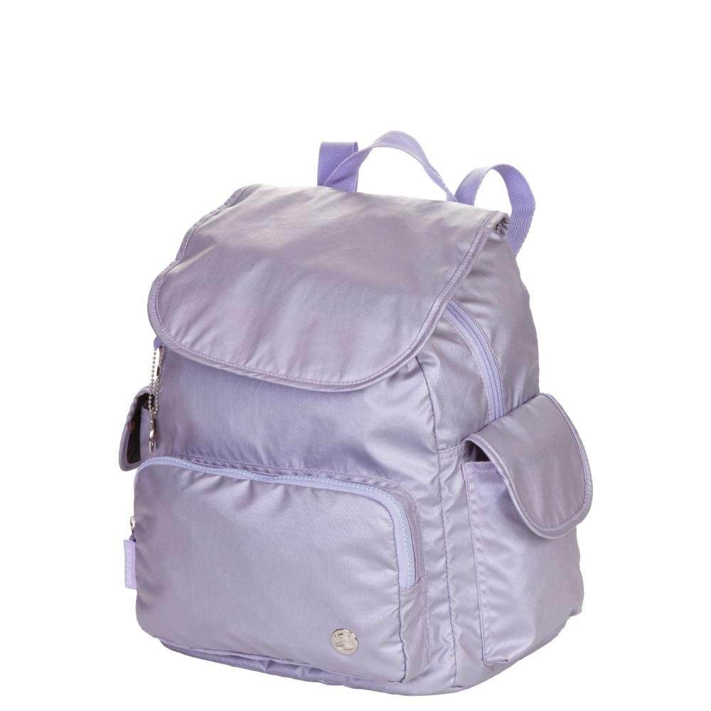 Mochila Média com Tampa Paul Frank - Lilás Metálico Roxo 2
