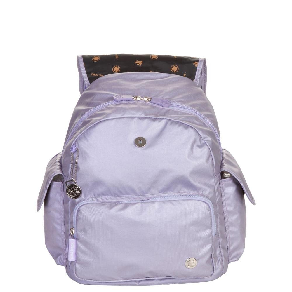 Mochila Média com Tampa Paul Frank - Lilás Metálico Roxo 5