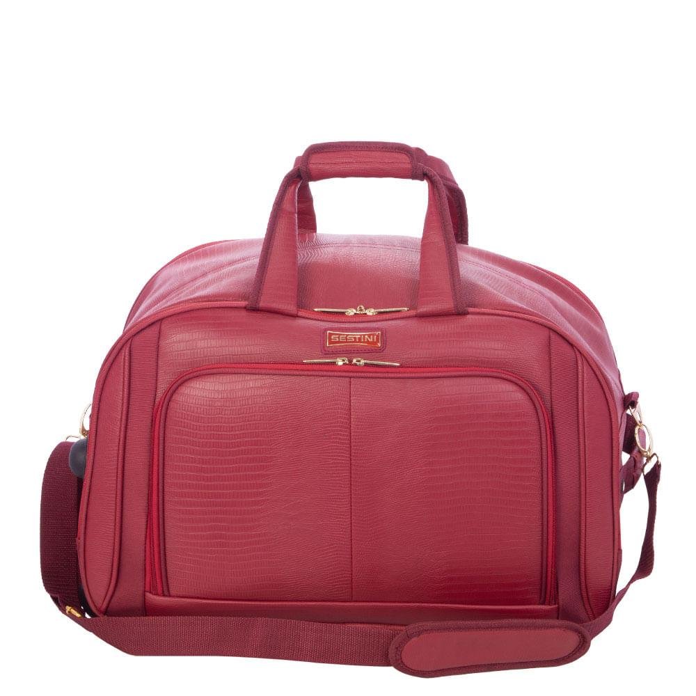 Sacola com Carrinho Média Croco 4T - Vinho Vermelho 5